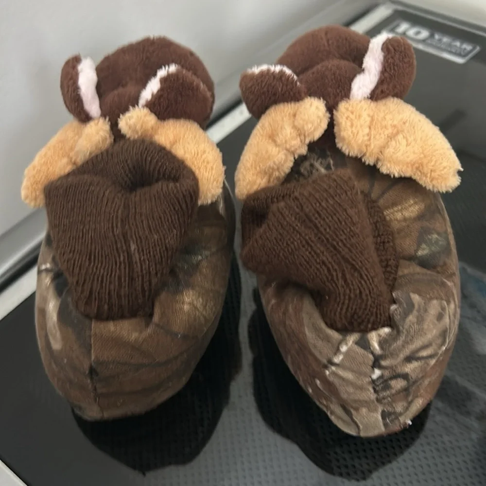 Toddler Boys 5/6 small slippers moose camo camouflage